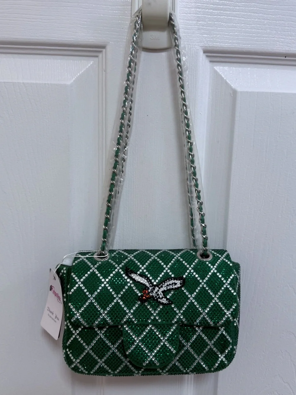 NWT NFL Philadelphia Eagles Green Crystal Crossbody Bag - Picture 3 of 4